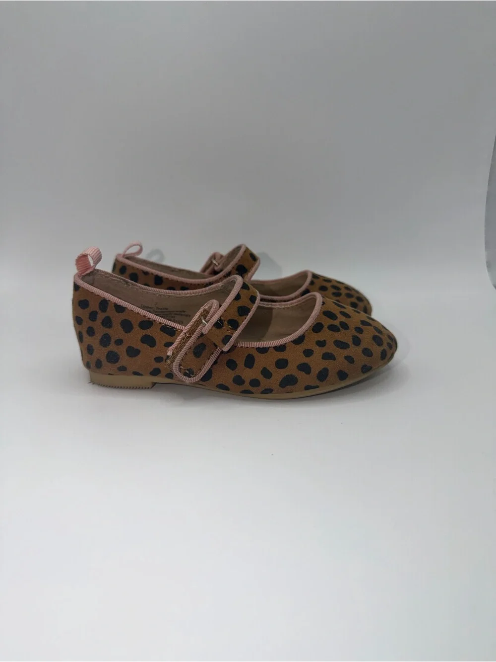 Cat & Jack Brown Leopard Print Mary Jane Shoes with Pink Trim